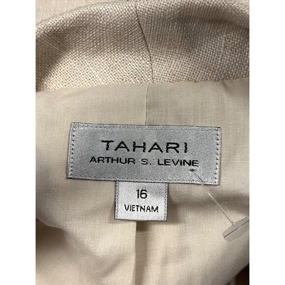 Tahari Arthur S. Levine Women Linen Blazer Jacket Size 16 Light Natural NWT New - Picture 8 of 12